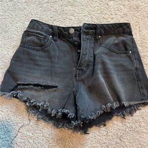 Chic Distressed Black Denim Women Shorts